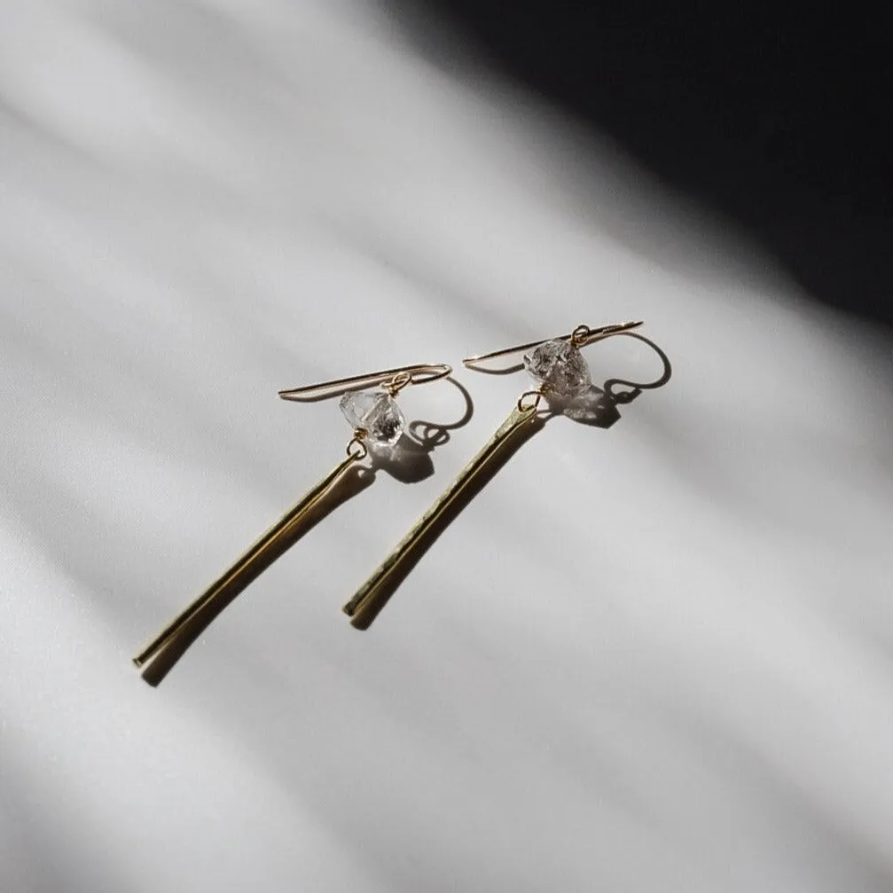 Quartz Gemstone Bar Earrings - Choose Your Metal