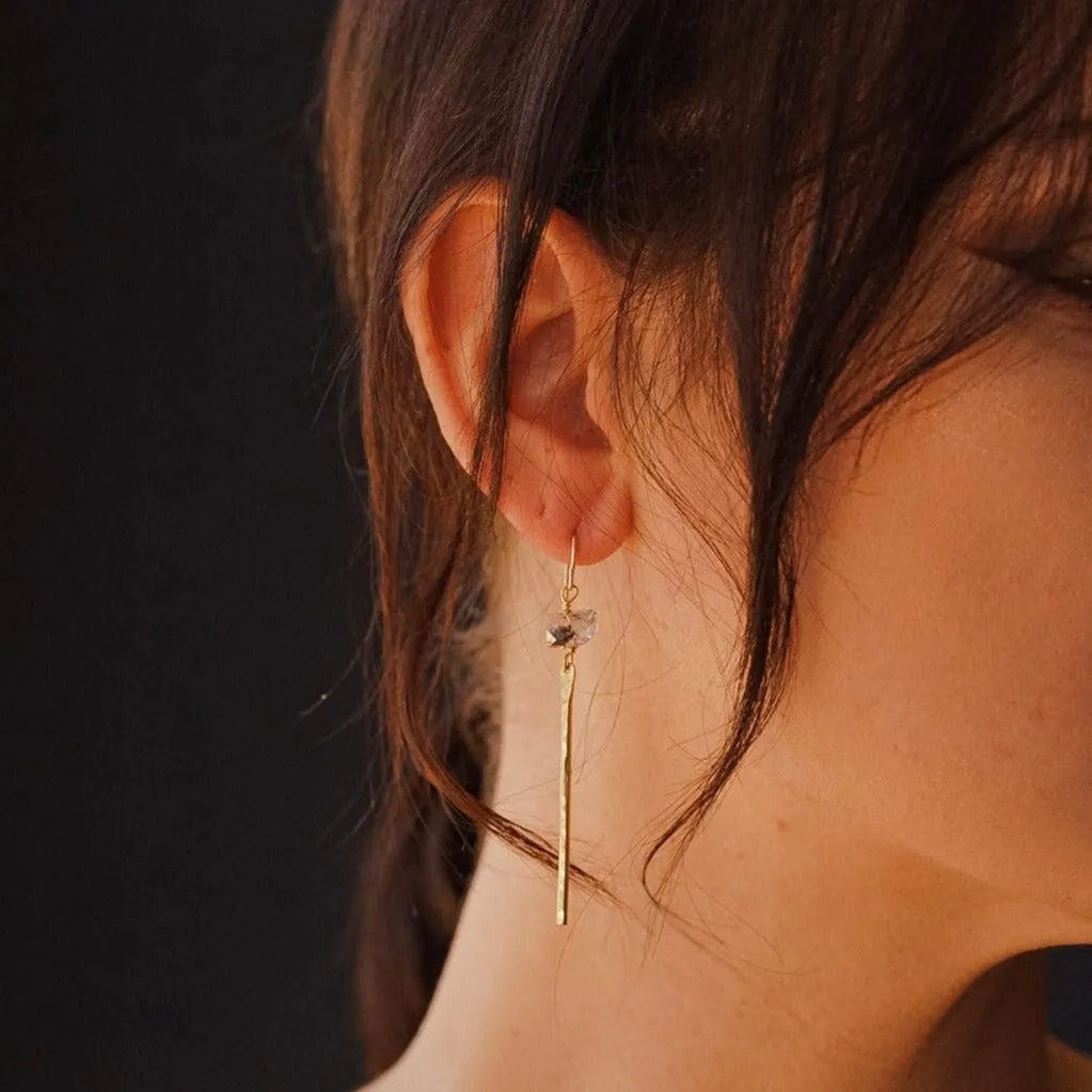 Quartz Gemstone Bar Earrings - Choose Your Metal