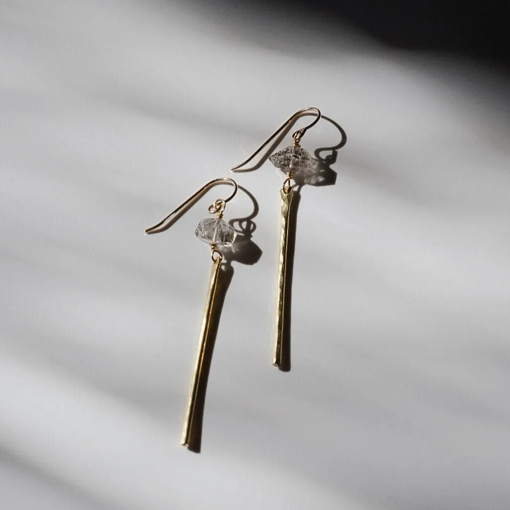Quartz Gemstone Bar Earrings - Choose Your Metal