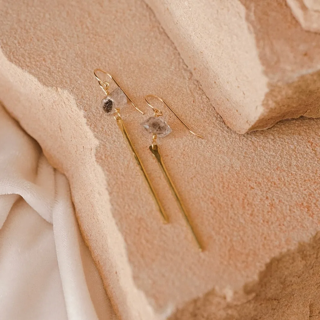 Quartz Gemstone Bar Earrings - Choose Your Metal