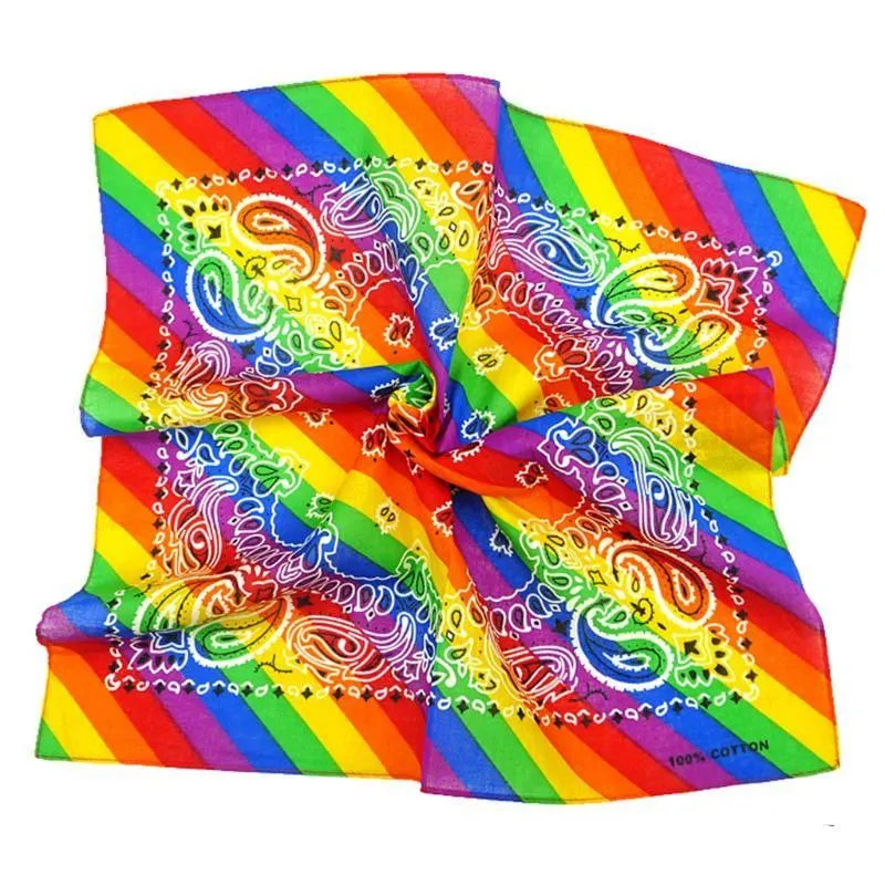 Rainbow Paisley Stripe Bandana