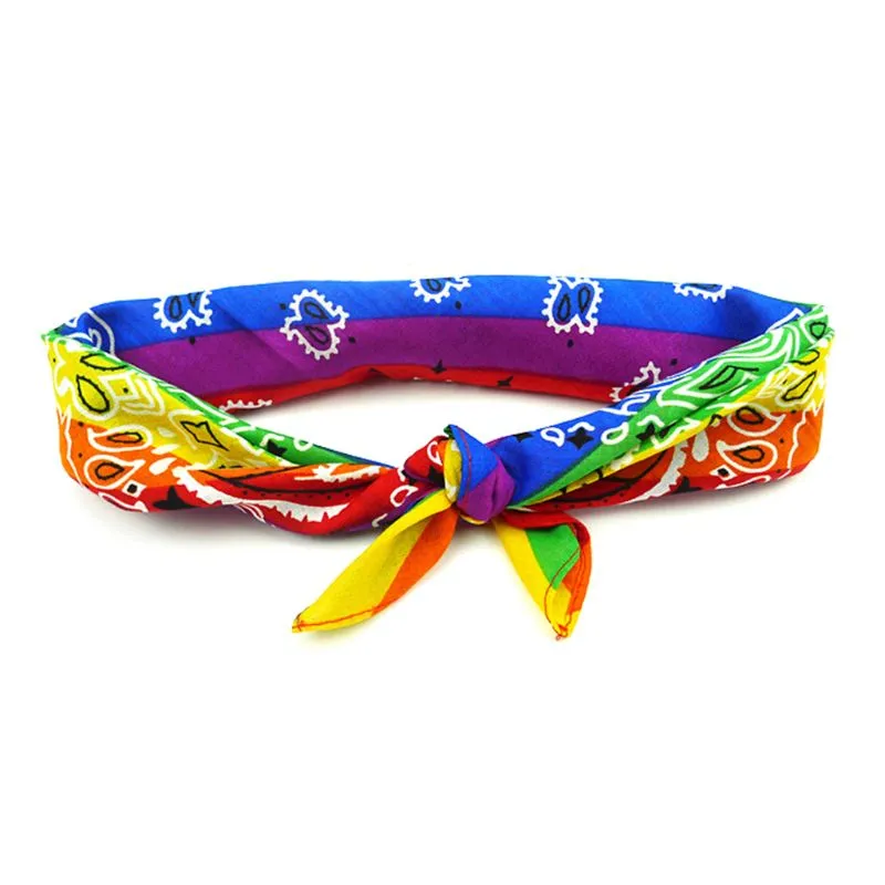 Rainbow Paisley Stripe Bandana