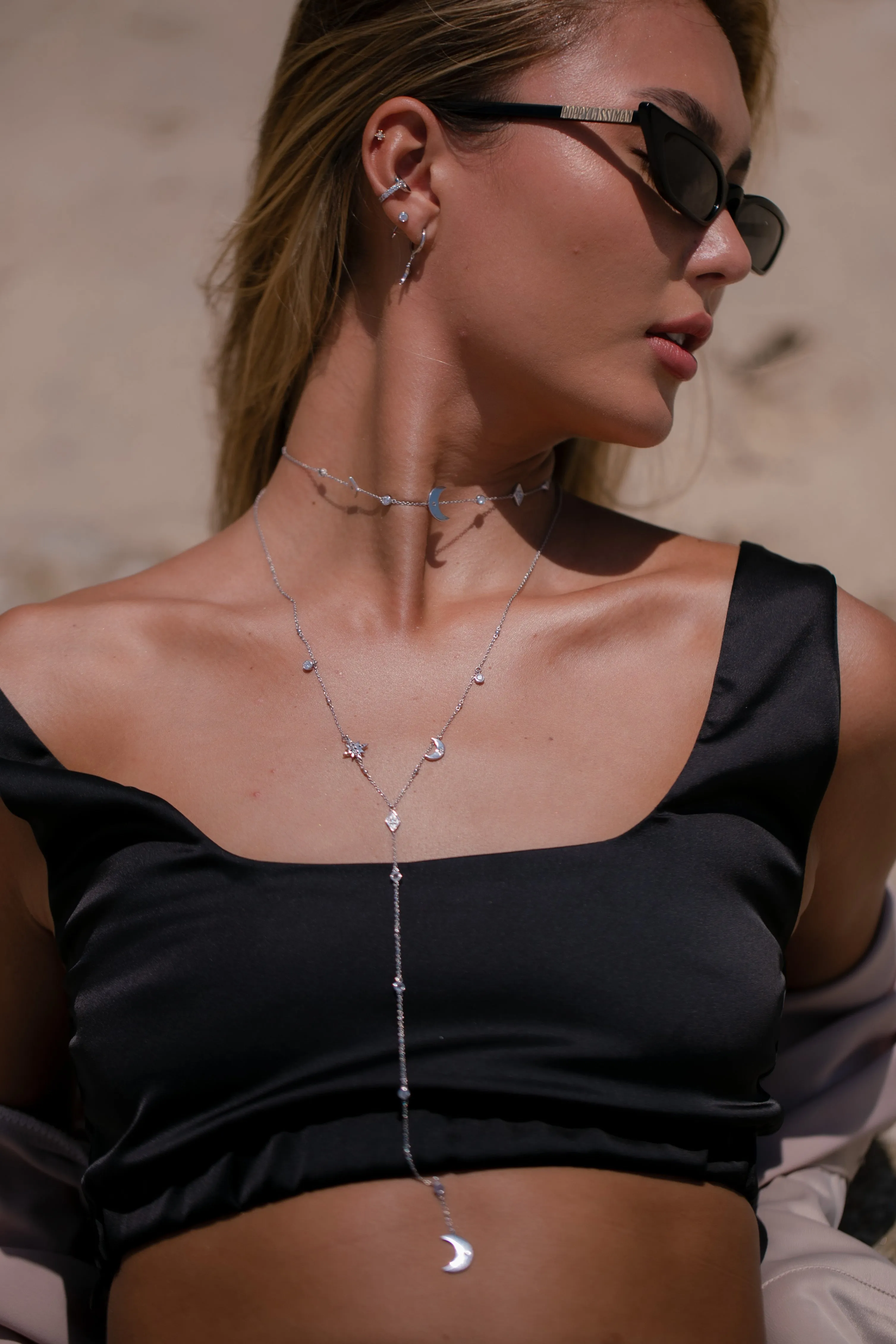 Selene Long Lariat - Whitegold