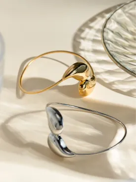 Sophisticated Geometric 18K Stainless Steel Water-Drop Shaped Open Bracelet