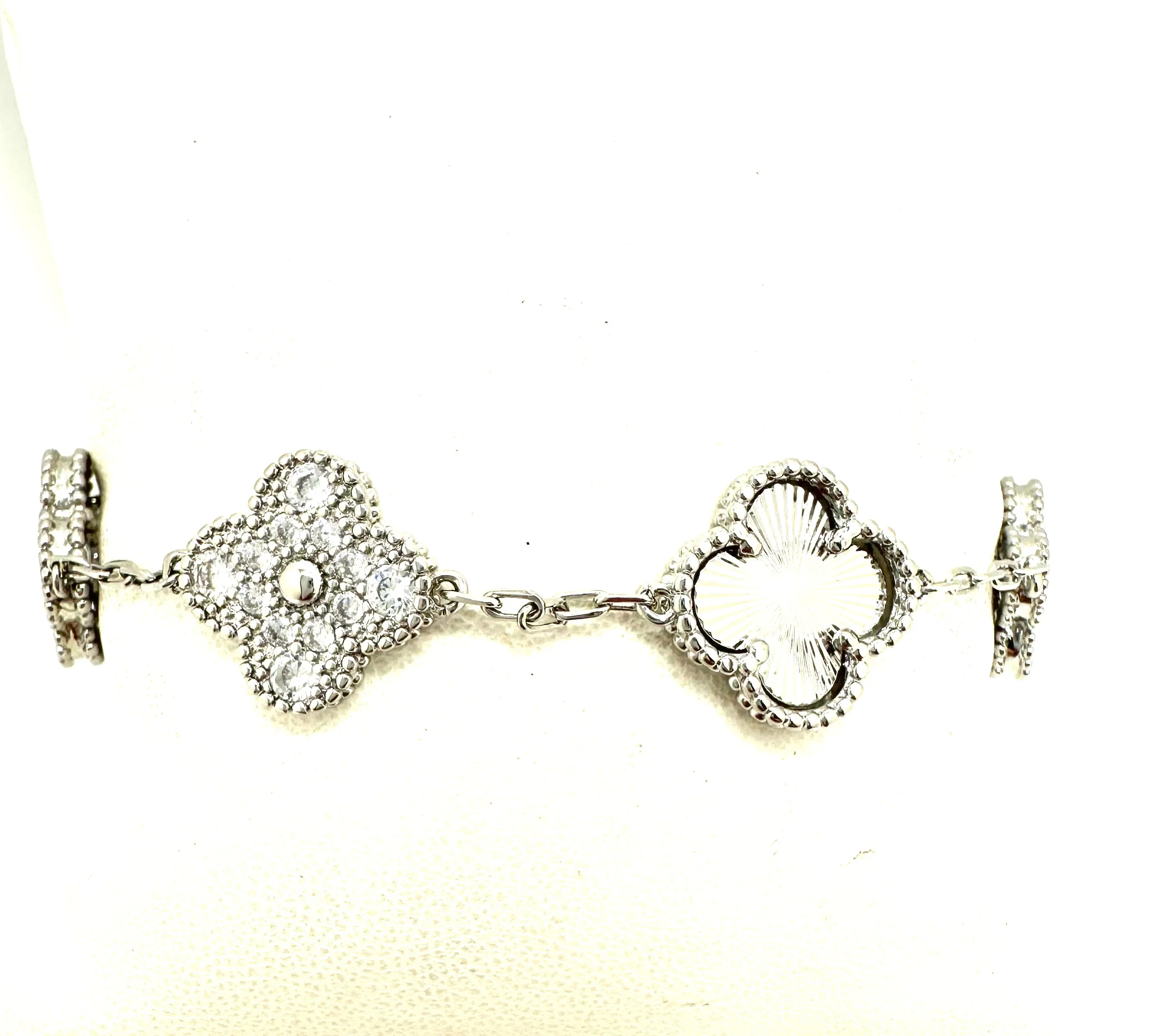 Starburst and CZ Clover Bracelet