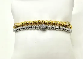 Triple Pave Ball Beaded Bracelet