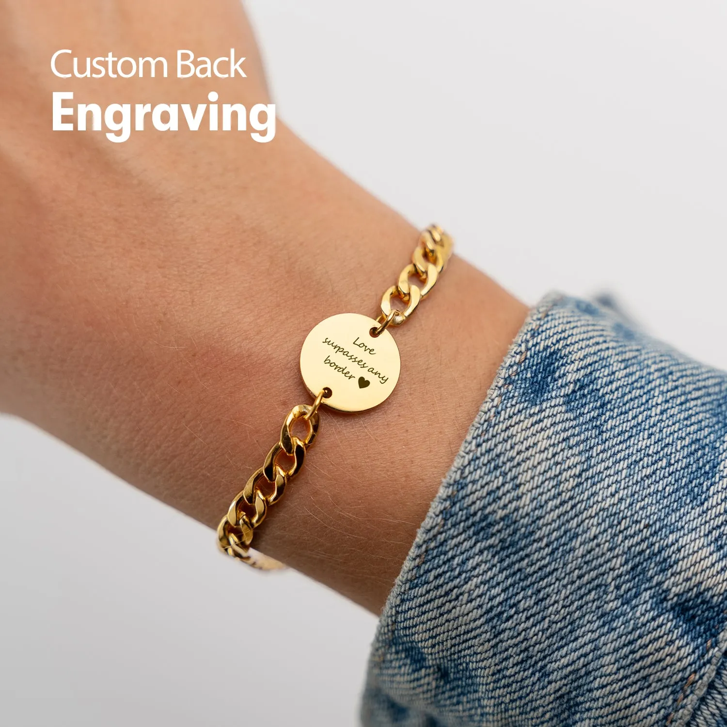 Two Homes Engraved Chunky Bracelet