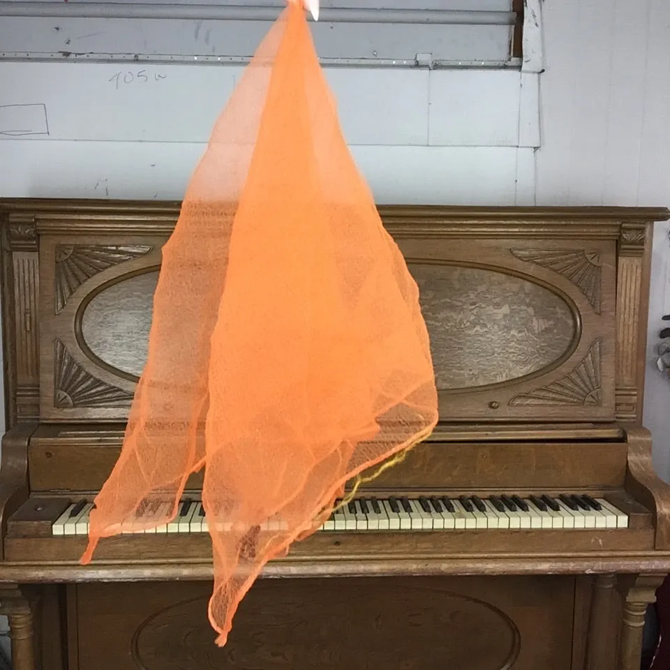 Vintage 50s 60s | Orange Chiffon Sheer Pinup Head Scarf Bonnet MOD Scarf